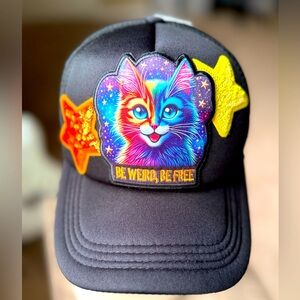 Galactic Cat “Be Wierd” Black Trucker Hat